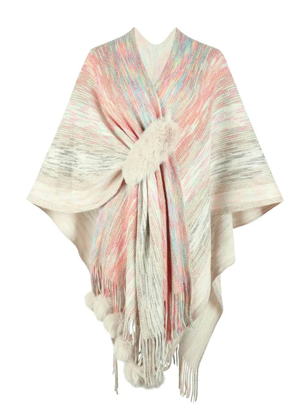 Heathered Fringe Hem Poncho - Millivan supplies