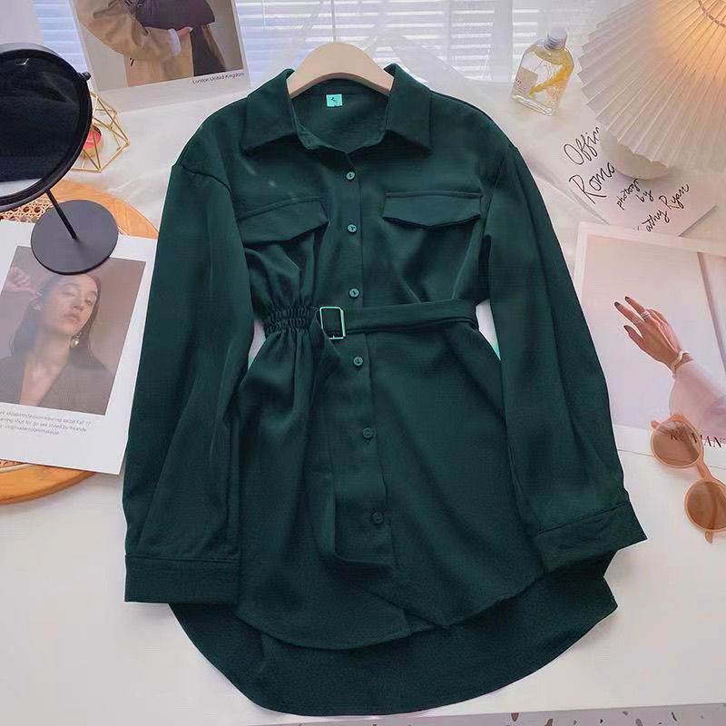 Small Design Lace Up Shirt Dress - Millivan supplies