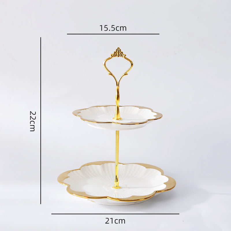 Ceramic Fruit Plate Home Living Room Light Luxury Creative Multi-layer Dessert Fruit Plate - Nordic Style