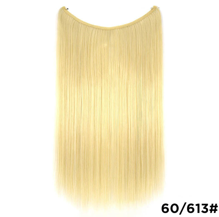 Women's 22 Inch Invisible Wire Hair Extensions - No Clips Secret Fish Line Silky Straight Synthetic