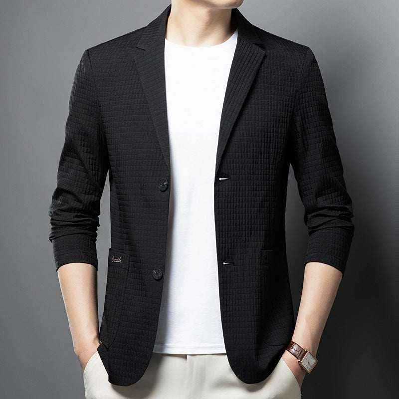 Men's Seamless Lightweight Breathable Casual Suit Top - Diamond White Multiple Sizes
