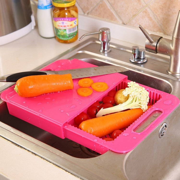 Multifunction Kitchen Chopping Blocks Sinks Drain Basket Cutting Board - PP TPE Design