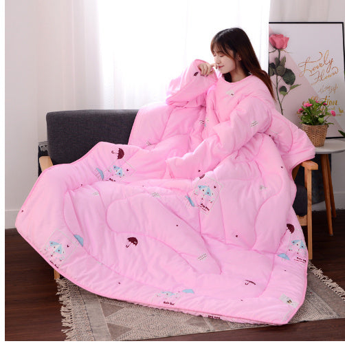 Winter Lazy Quilt with Sleeves - Polyester 1.2×1.6m Wearable Blanket 5 Colors 1350g