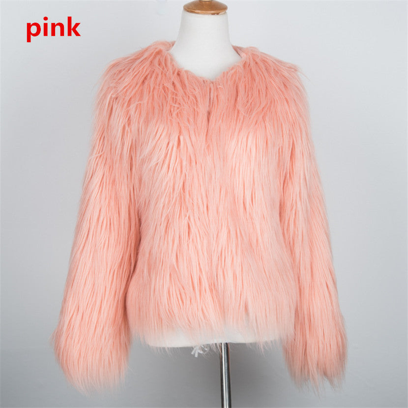 Women's Short Long Sleeve Plus Size Fur Coat - Adult Winter Outerwear