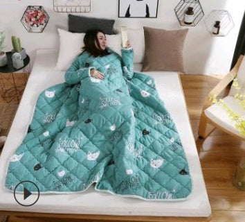 Winter Lazy Quilt with Sleeves - Polyester 1.2×1.6m Wearable Blanket 5 Colors 1350g