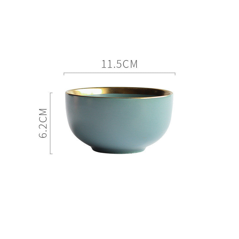 Nordic Porcelain Tea Bowl Set - Celadon Solid Color