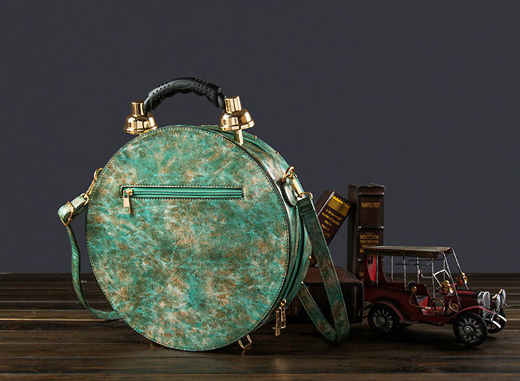 Fashion Small Round Messenger Bag - European Style PU Leather