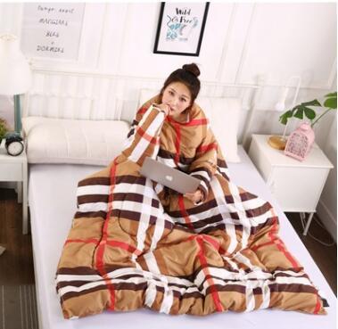Winter Lazy Quilt with Sleeves - Polyester 1.2×1.6m Wearable Blanket 5 Colors 1350g