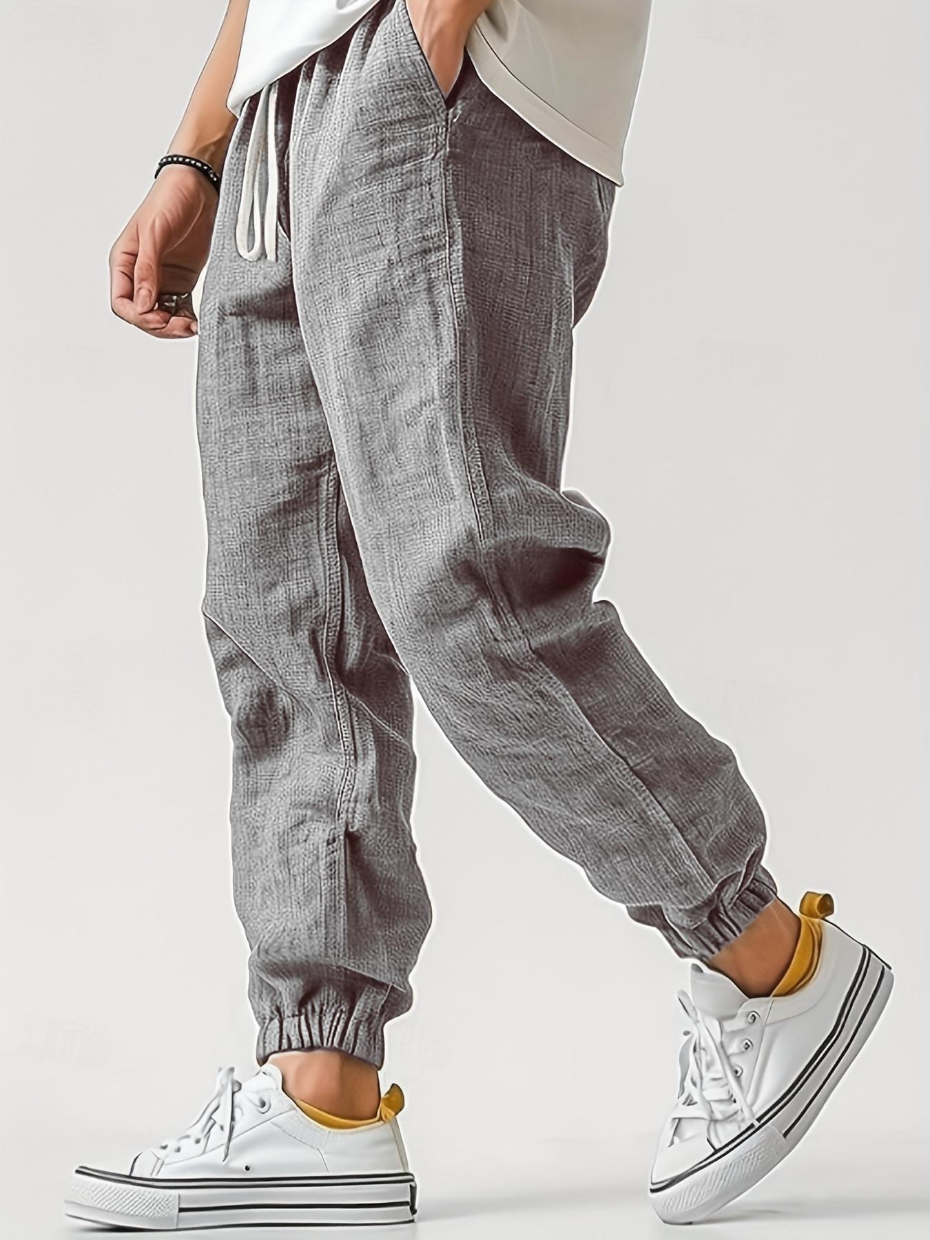 Men's Outdoor Sports Pants - Adult Slim-Fitting Ankle-Tied Athletic Pants