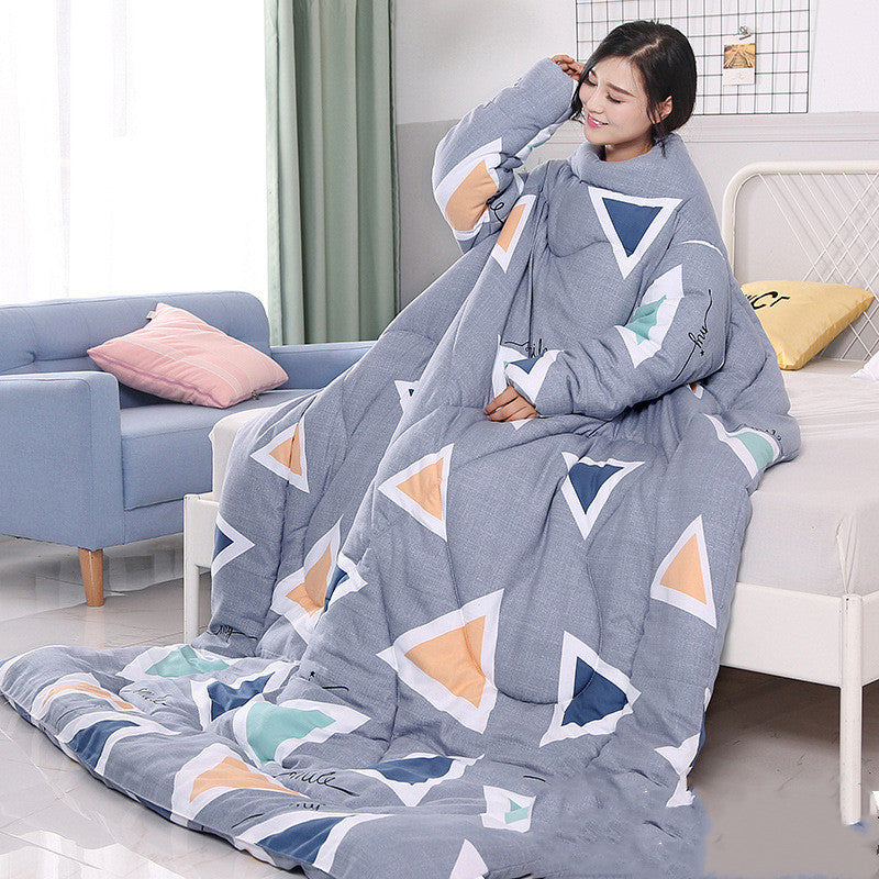 Winter Lazy Quilt with Sleeves - Polyester 1.2×1.6m Wearable Blanket 5 Colors 1350g