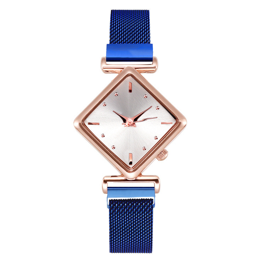Diamond Watch Bracelet - Elegant Quartz Watch with Textile Strap