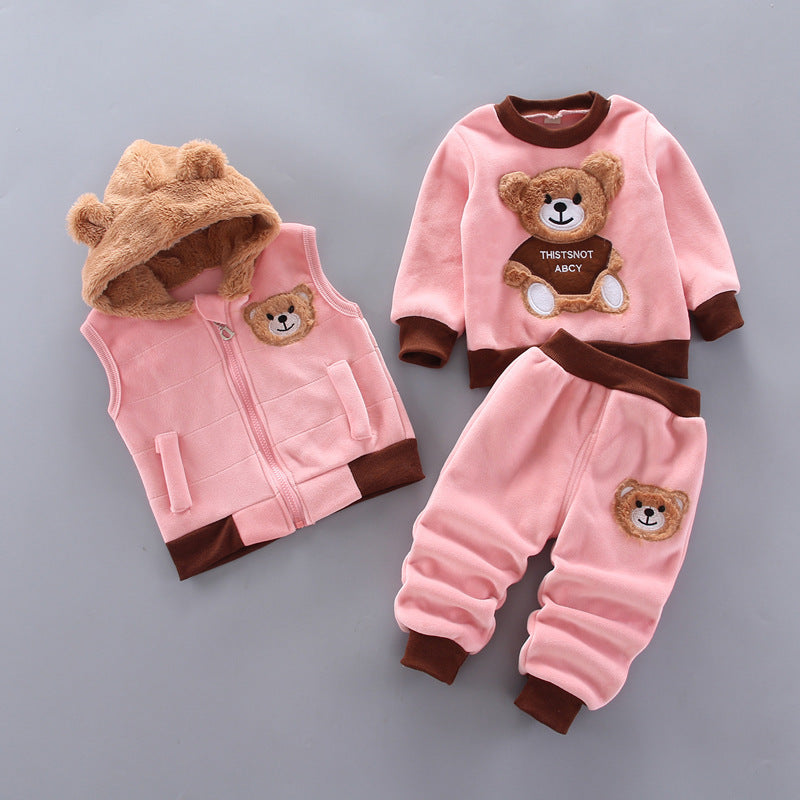 Adorable Baby Three-Piece Set - Cozy Top, Pants & Vest Outfit