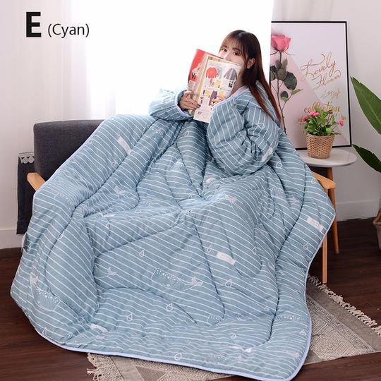 Winter Lazy Quilt with Sleeves - Polyester 1.2×1.6m Wearable Blanket 5 Colors 1350g