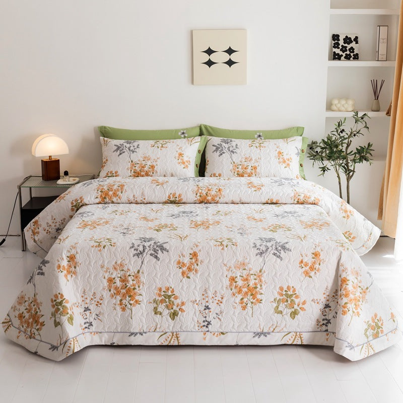 Cotton Bed Comforter Quilted Bed Cover Three-piece Cotton