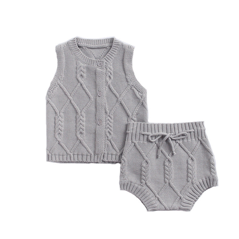 Newborn suit cotton knitted twist vest