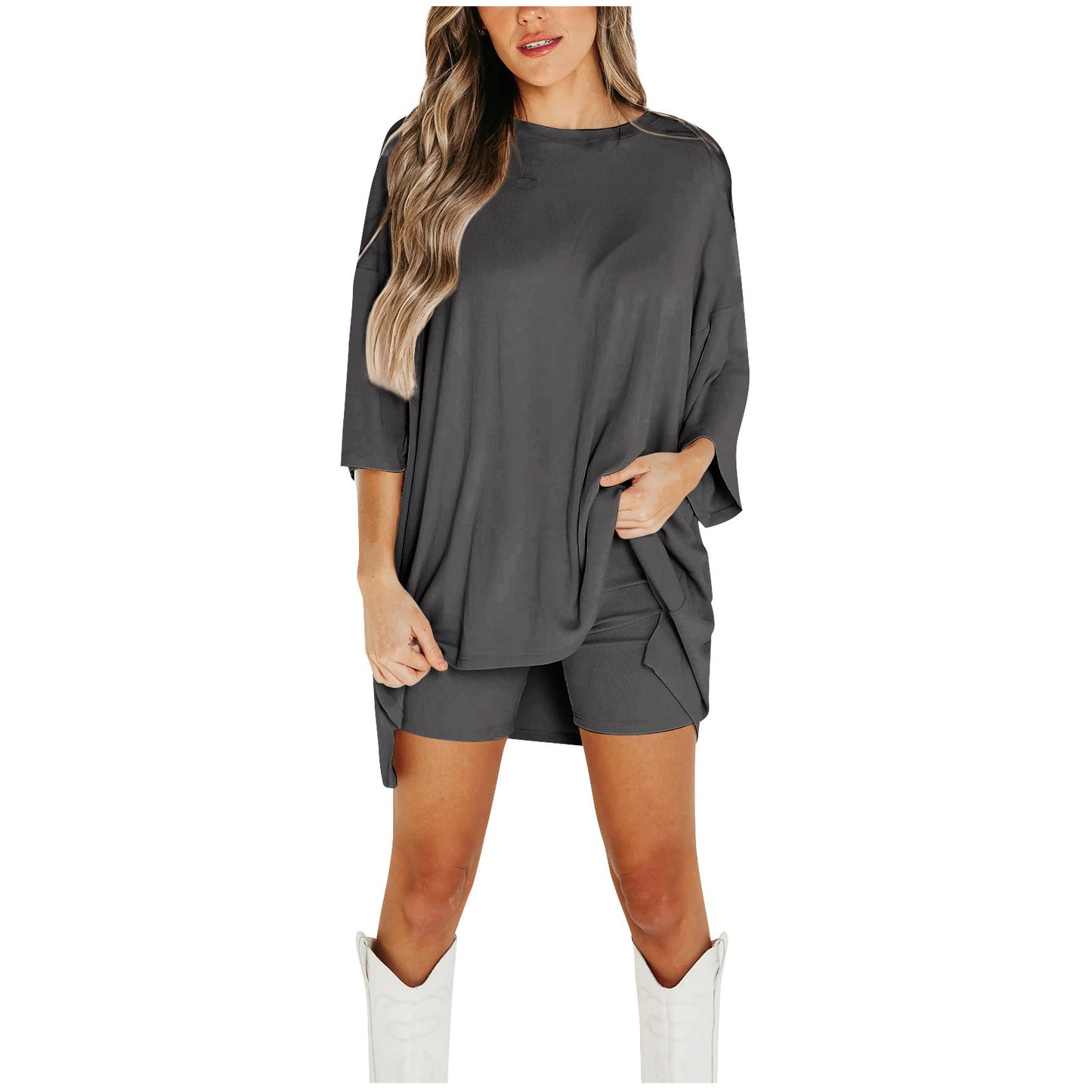 Women's Summer Shorts Suit - Wine Red T-shirt & Pants Set Multiple Sizes