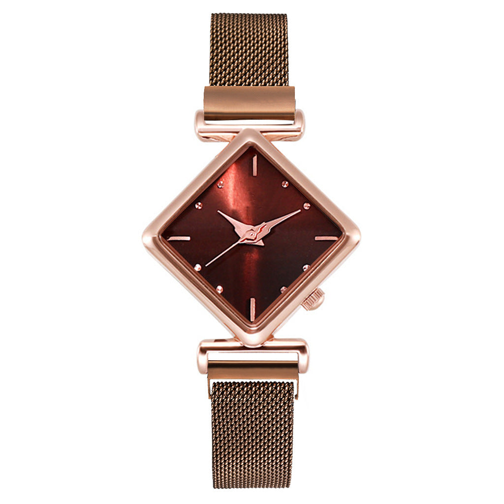 Diamond Watch Bracelet - Elegant Quartz Watch with Textile Strap
