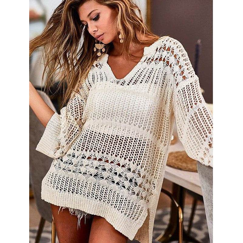 New Knitted Holiday Sun Protection Shirt Bikini Swimsuit Outwear - Millivan supplies