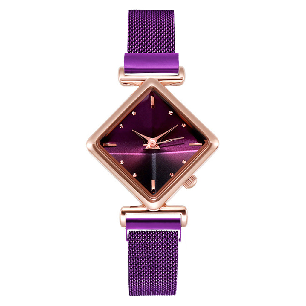 Diamond Watch Bracelet - Elegant Quartz Watch with Textile Strap