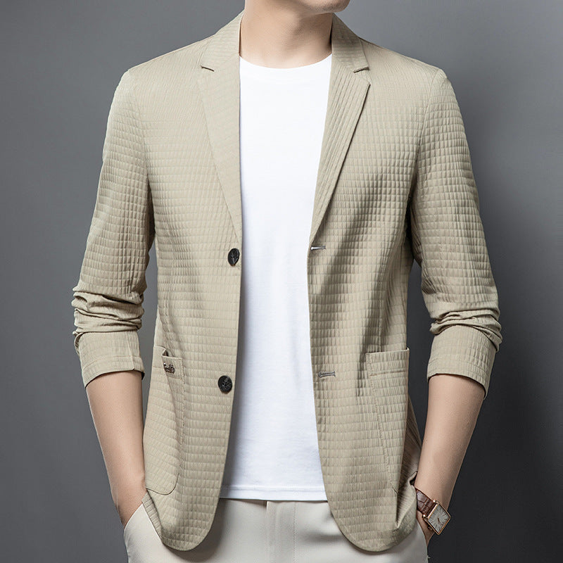 Men's Seamless Lightweight Breathable Casual Suit Top - Diamond White Multiple Sizes