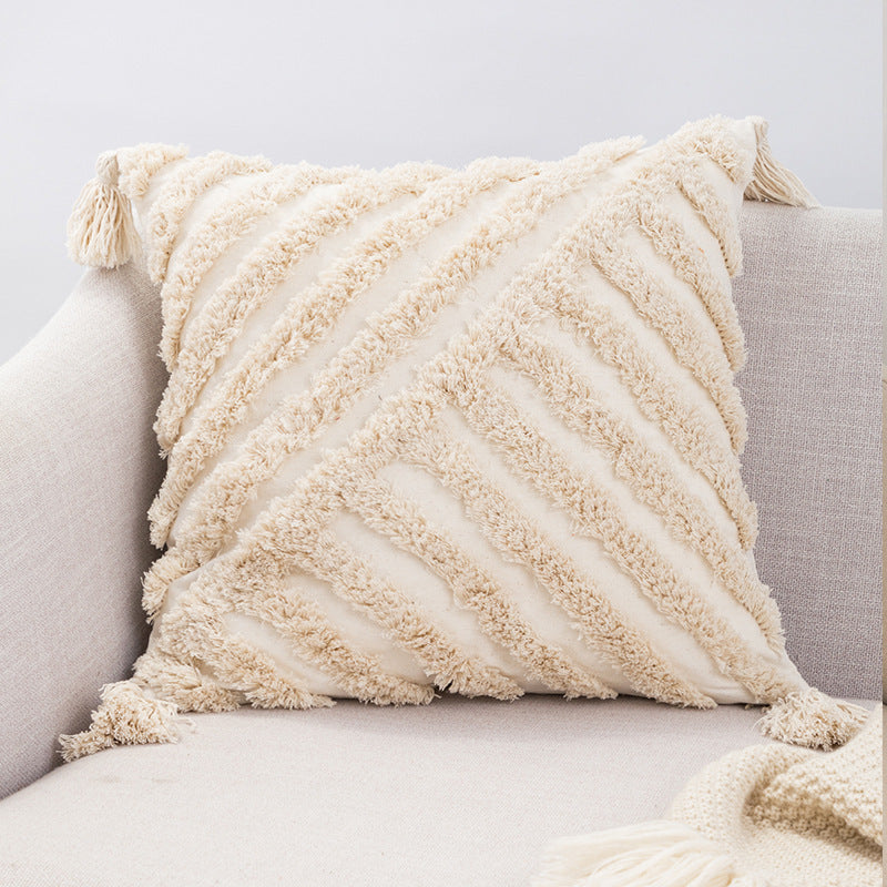Home Fashion Bohemian Cotton Tufted Embroidery Pillowcase