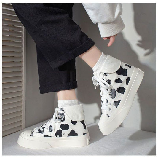 Canvas Women's High Top Cute White Shoes