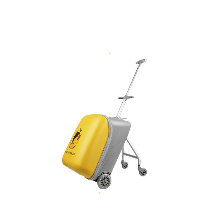 Cartoon Children's Trolley Case - Yellow Duckling Mount Suitcase with TSA Lock