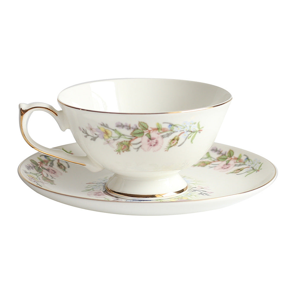 High-end British Afternoon Set European-style Dessert Double Fruit Plate Coffee Cup Saucer Black Tea - Bone China