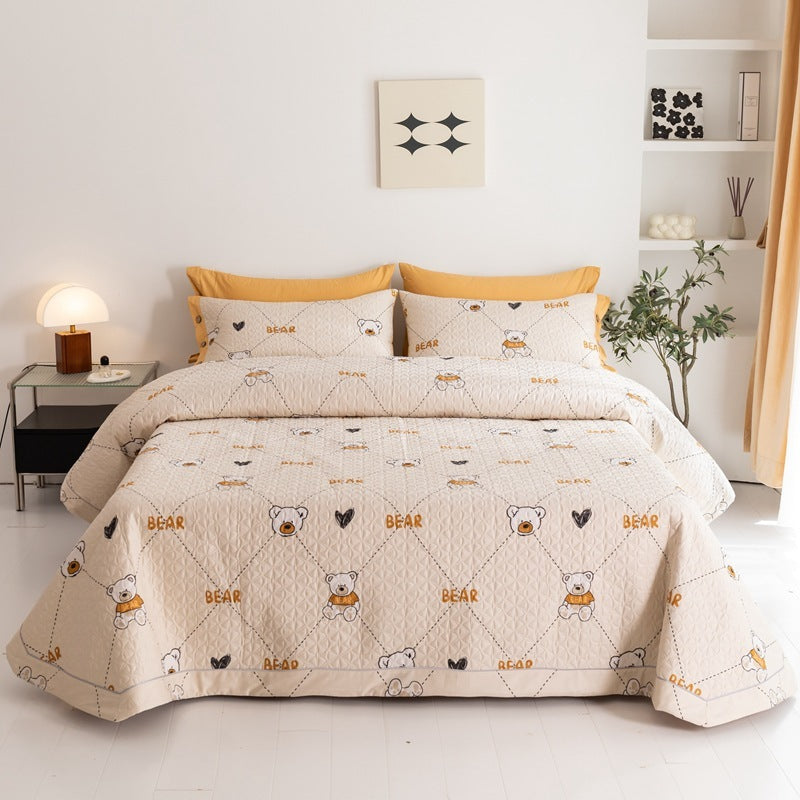 Cotton Bed Comforter Quilted Bed Cover Three-piece Cotton