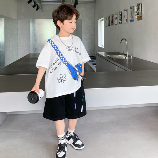 Boy's Short Sleeve Suit Children's Thin Korean Style Trendy