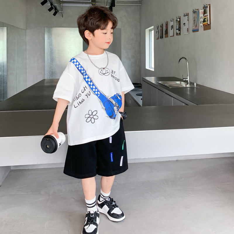 Boy's Short Sleeve Suit Children's Thin Korean Style Trendy