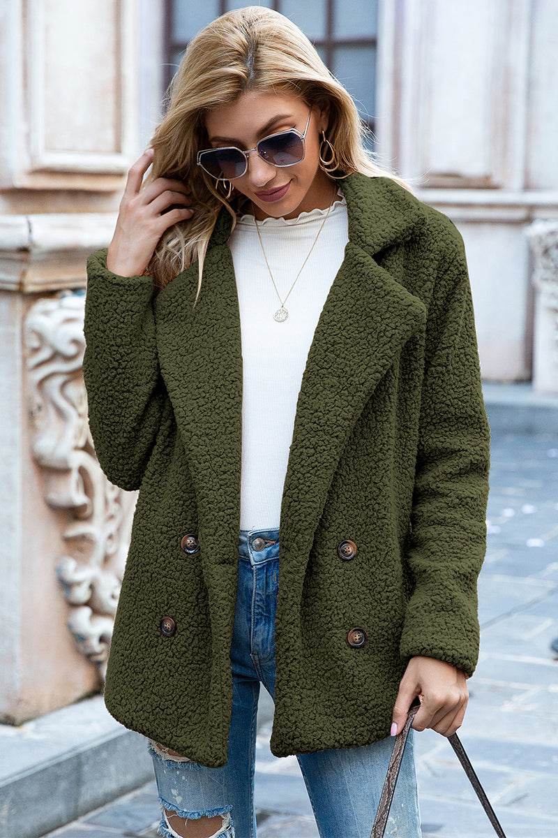 Ivy Lane Full Size Lapel Collar Sherpa Coat - Millivan supplies