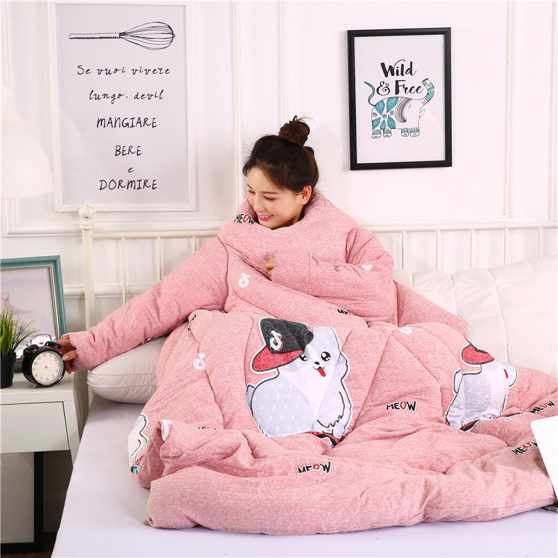 Winter Lazy Quilt with Sleeves - Polyester 1.2×1.6m Wearable Blanket 5 Colors 1350g