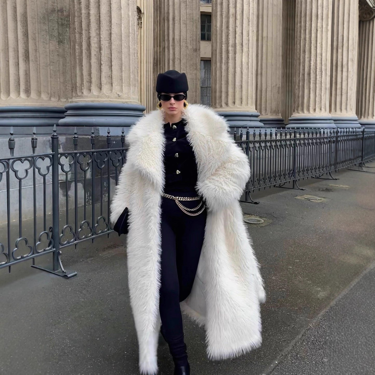 Long Environmental Protection Leather Fur Coat - Fashionable Women's Faux Fur Winter Coat