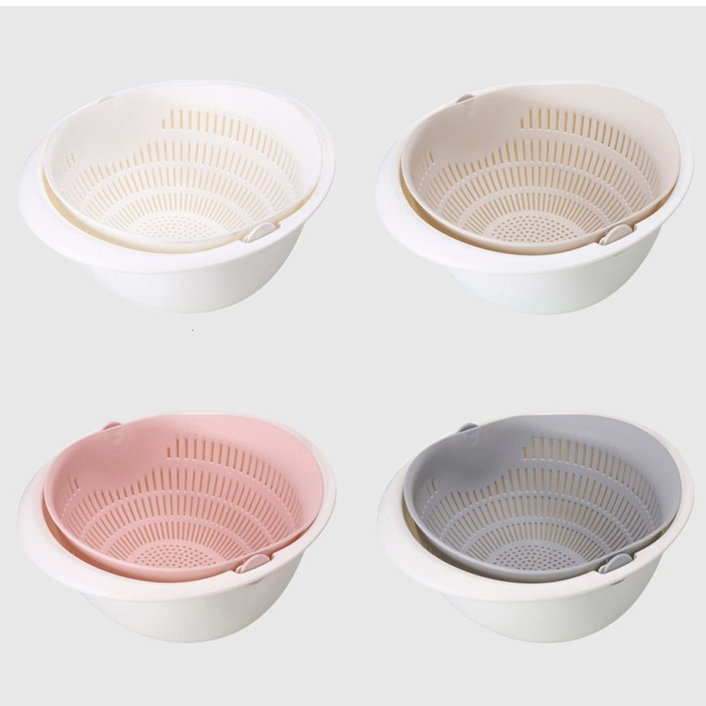Portable Detachable Cleaning Drain Basket Double-Layer Hollow Fruit and Vegetable Cleaning Drain Basket - PP Material