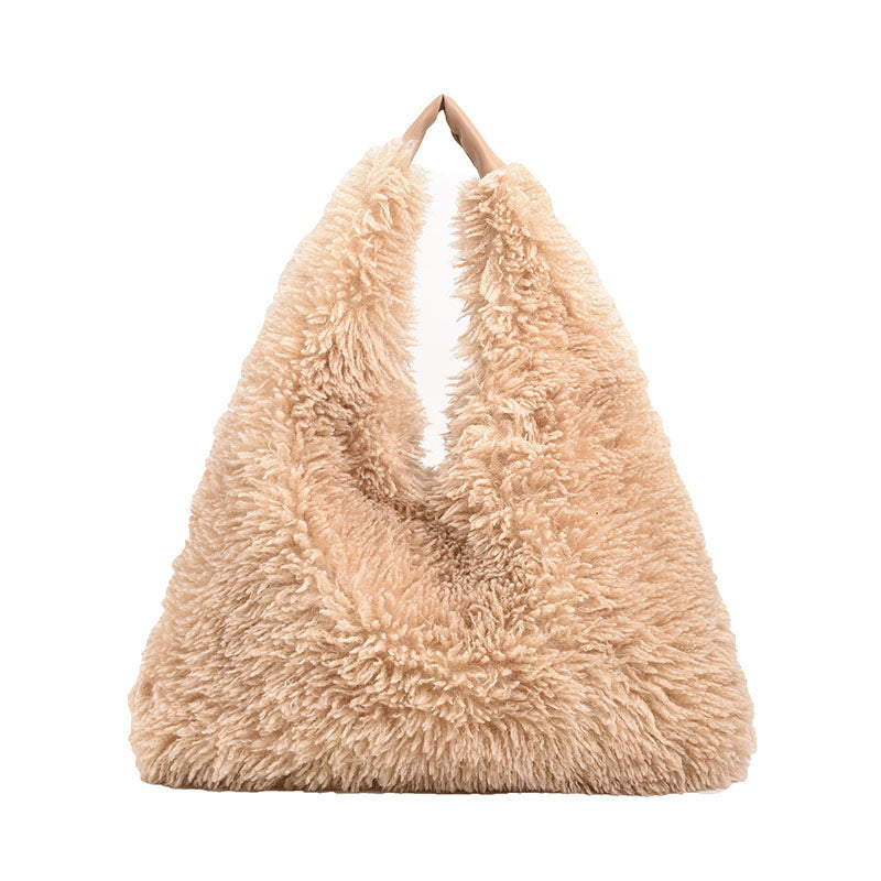 Autumn Winter Plush Handbag - Designer Tote