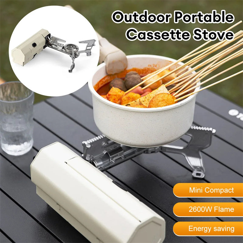 Camping Gas Stove Portable Folding Cassette Stove Outdoor Hiking BBQ Travel Cooking Grill Cooker Gas Burner - 2.6KW