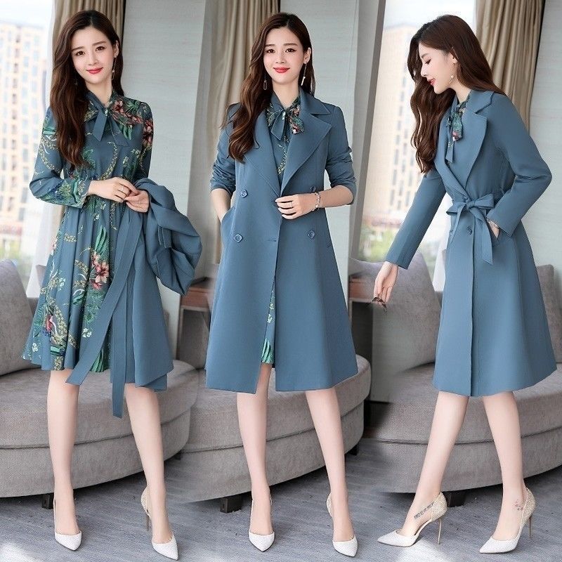 Women's Slim OL Trench Coat - Adult Professional Black Coat