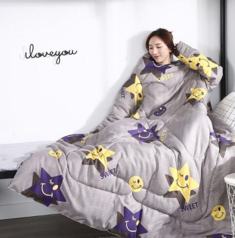 Winter Lazy Quilt with Sleeves - Polyester 1.2×1.6m Wearable Blanket 5 Colors 1350g