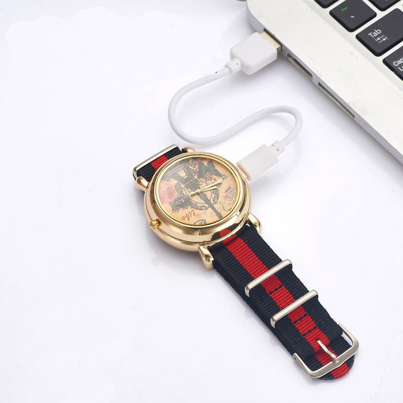 Cigarette Lighter Canvas Watch - Quartz Chronograph