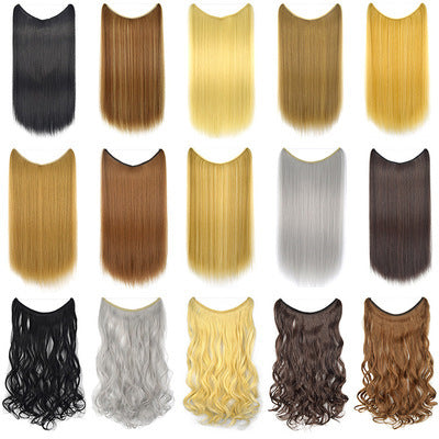 Women's 22 Inch Invisible Wire Hair Extensions - No Clips Secret Fish Line Silky Straight Synthetic