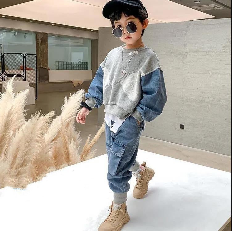 Autumn Fashion Personality Boys' Sweater Set