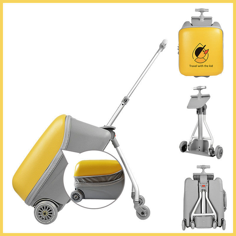 Cartoon Children's Trolley Case - Yellow Duckling Mount Suitcase with TSA Lock