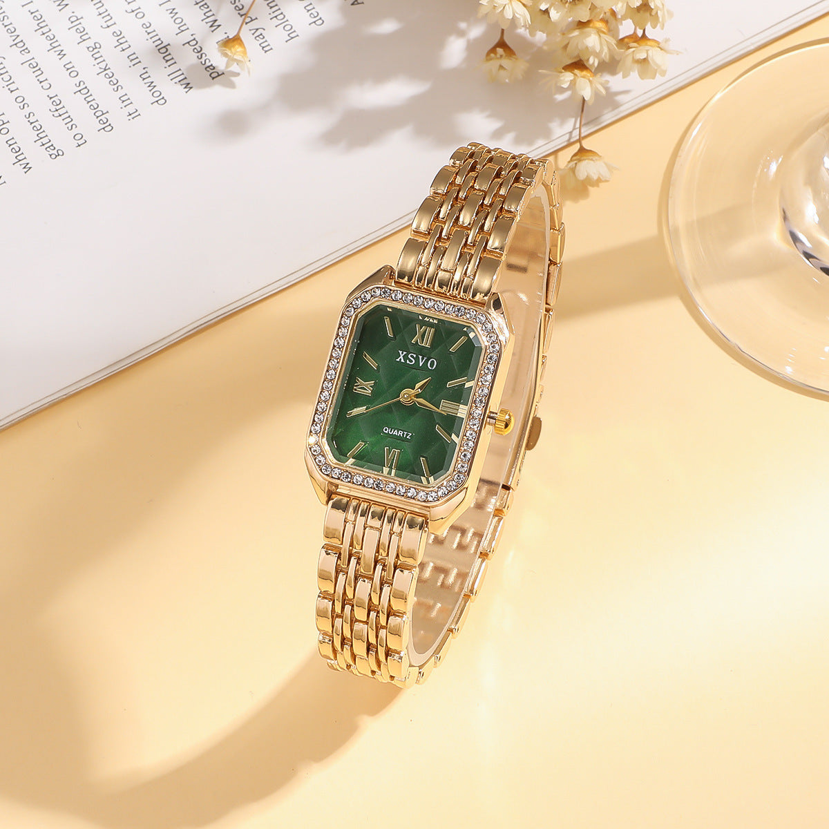 Wild Emerald Square Watch & Butterfly Bracelet Set