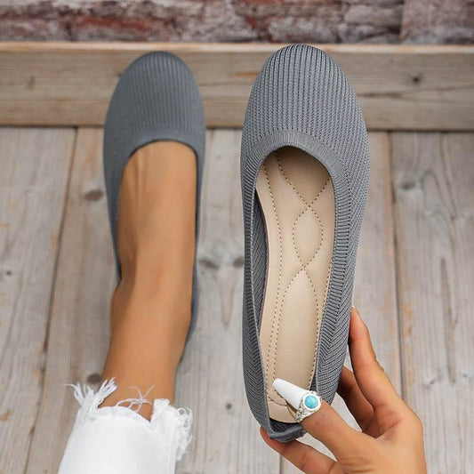 Round Toe Flats Shoes Casual Comfortable Soft Slip On Knit Mesh Shoes For Women - Millivan supplies