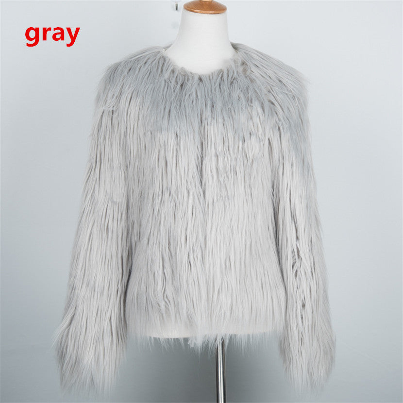 Women's Short Long Sleeve Plus Size Fur Coat - Adult Winter Outerwear