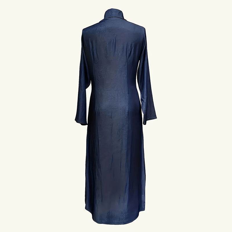 Womens Casual Button Down Denim Maxi Dress Long Sleeve Long Jean Dresses With Pockets - Millivan supplies