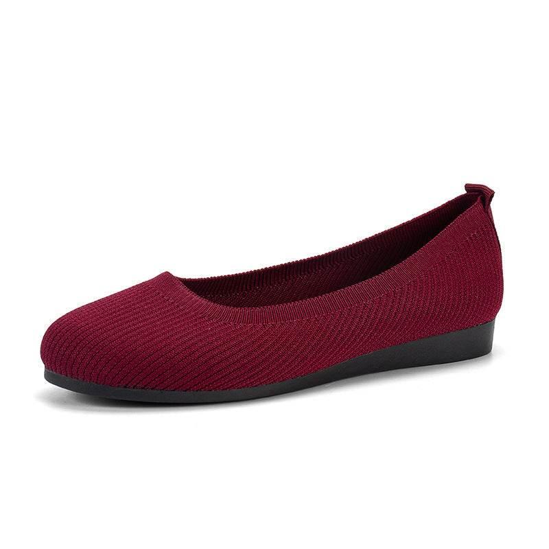 Round Toe Flats Shoes Casual Comfortable Soft Slip On Knit Mesh Shoes For Women - Millivan supplies