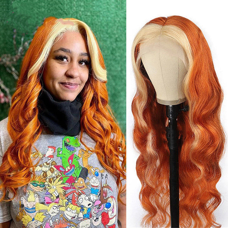 Women's Front Lace Head Cover Wig - 350 Highlights Body Wave Human Hair Multiple Lengths
