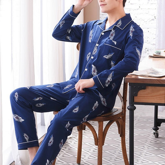 Men's Cotton Spring Home Clothing Set - Adult Comfortable Loungewear